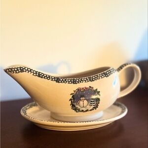 Snowman Gravy Boat with Saucer